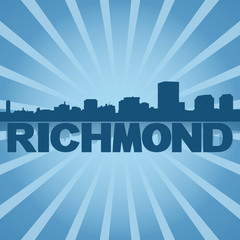 Richmond skyline reflected with blue sunburst illustration
