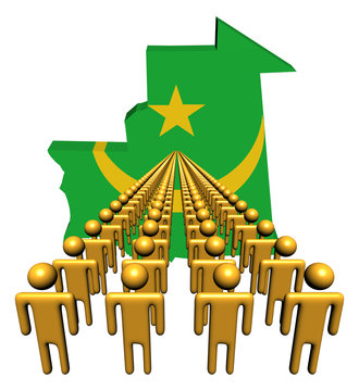 Lines Of People With Mauritania Map Flag Illustration