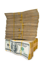 Stack of dollars in business concept isolated on white