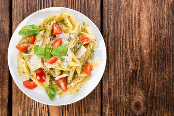 Portion of Penne with Basil Pesto