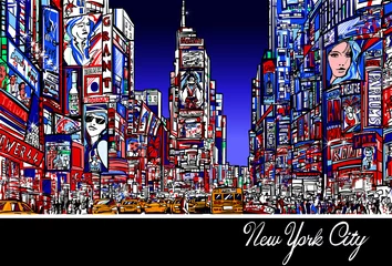 Möbelaufkleber Art Studio Times Square in New York bei Nacht