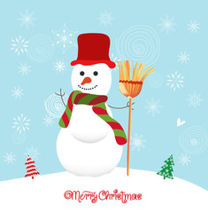Merry christmas background with snowman