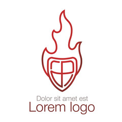 Shield in the fire, vector logo