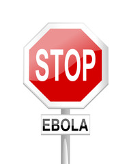Stop Ebola - road sign with a sign - vector