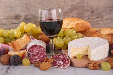 wine,cheese and salami