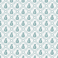 Teal and White Money Bag Repeat Pattern Background