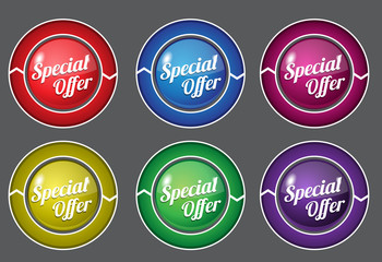 Fototapeta na wymiar Special Offer Colorful Vector Icon Set Button