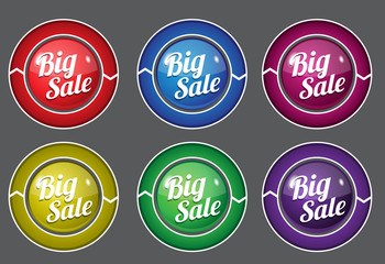 Fototapeta na wymiar Big Sale Glossy Shiny Circular Vector Button