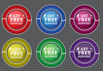 Free Support Glossy Shiny Circular Vector Button
