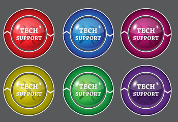 Tech Support Glossy Shiny Circular Vector Button