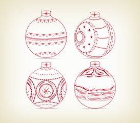 set of christmas balls doodle for design