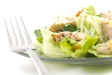 Chicken Caesar Salad Isolated on White