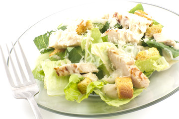 Chicken Caesar Salad Isolated on White
