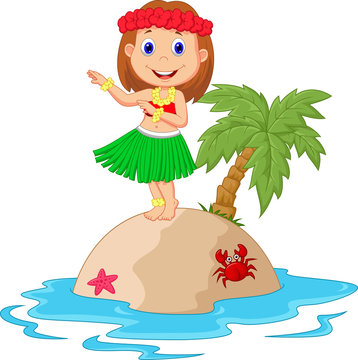 Hula girl in the tropical island