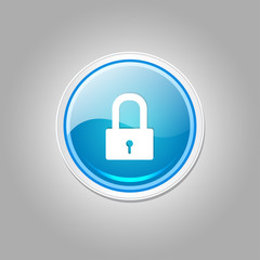 Protected Circular Blue Vector Web Button Icon