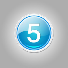 5 Number Circular Vector Blue Web Icon Button