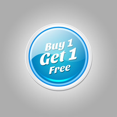 Buy 1 Get 1 Free Glossy Shiny Circular Vector Button