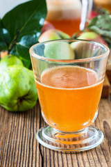 Homemade vegan apple juice with quince