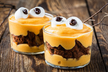 Halloween treats, little monster dessert.
