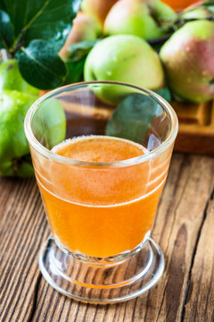 Homemade vegan apple juice with quince