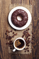 Coffee and chocolate donut