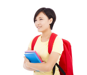 young student girl standing and holding book