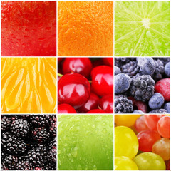Colorful healthy fruit collage