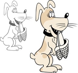 Dog with the slippers in his mouth