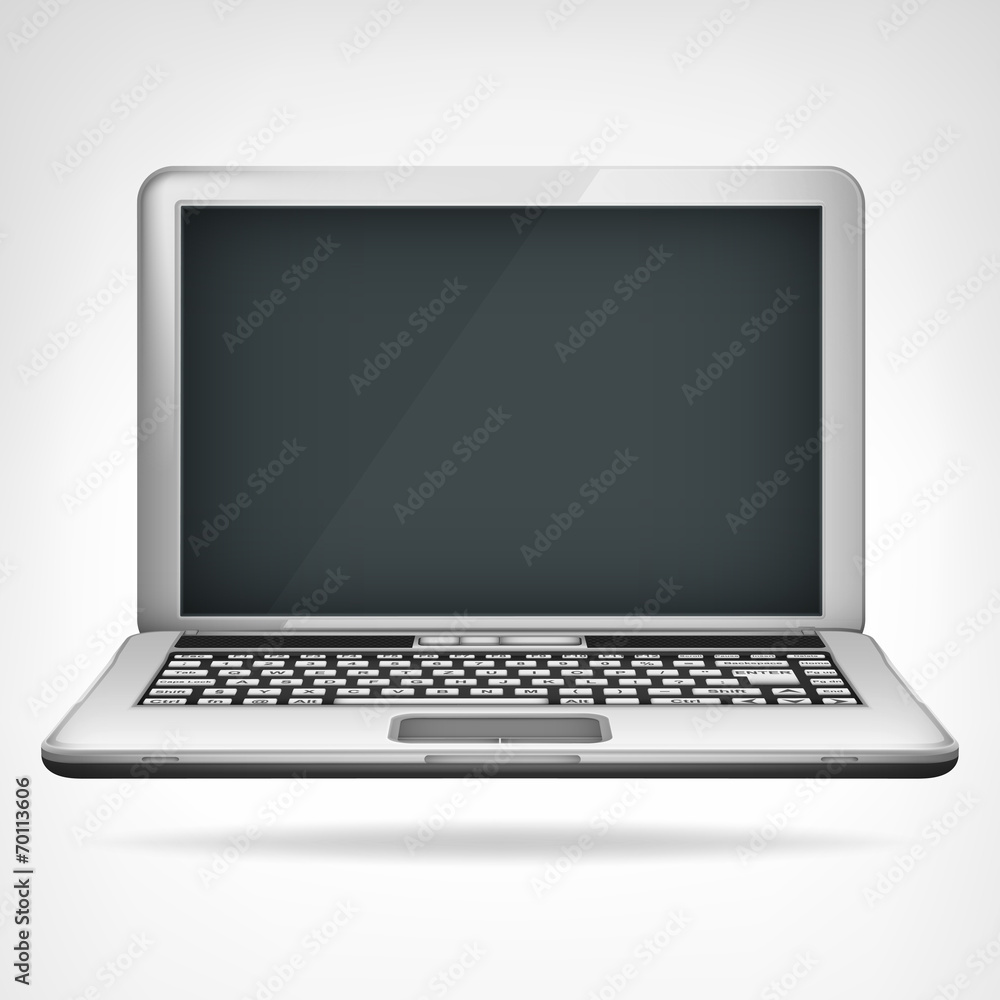 Poster open laptop object 3d design isolated vector
