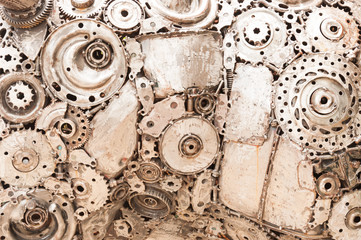 Abstract stylized collage of a mechanical device