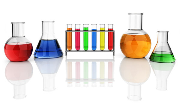 Test tubes and laboratory glassware isolated