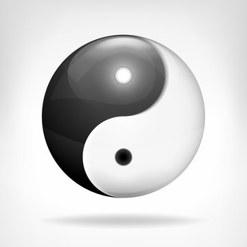 yin and yang 3D symbol design isolated on white