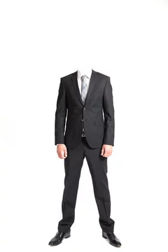 man without head wearing suit on white Stock Photo | Adobe Stock
