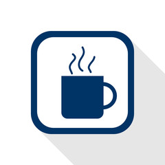 square blue icon - cup of tee or coffee