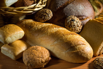 assortment of baked bread