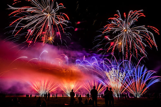 Colorful fireworks over night sky