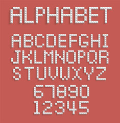 Pixel alphabet of numbers and letters