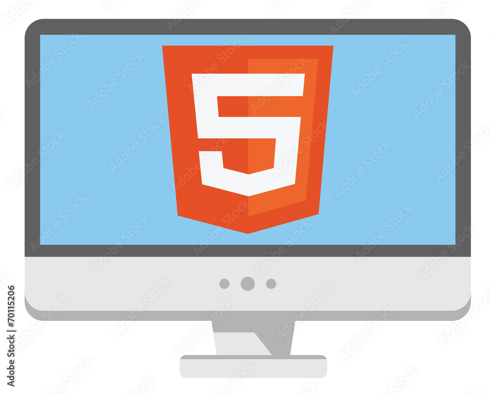 Poster vector icon of personal computer with html5