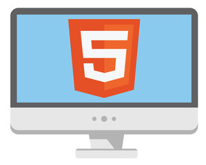 vector icon of personal computer with html5