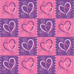 Background of pink hearts. Seamless.