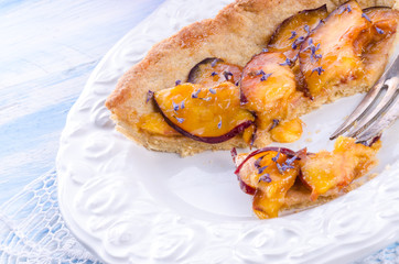 Nectarine tarte with lavender and honey