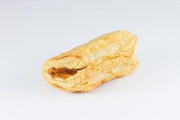 Tuna puff on white background