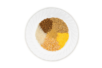 Cereals - maize ,wheat, buckwheat, millet, rye, rice and peas