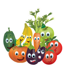 Illustration Collection of Animated Fruits and Vegetables