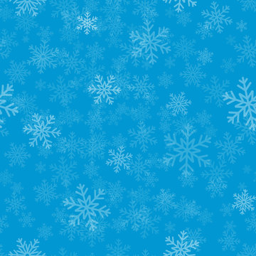 Snow on blue background - winter vector background