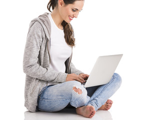 Female student with a laptop