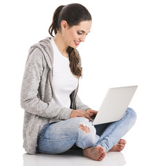 Female student with a laptop