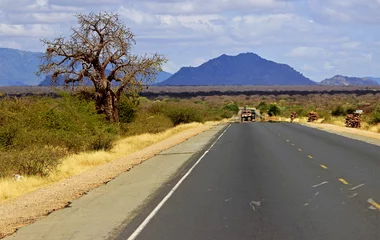 Fototapete Rund Asphalt road in Kenya © Maciej Czekajewski