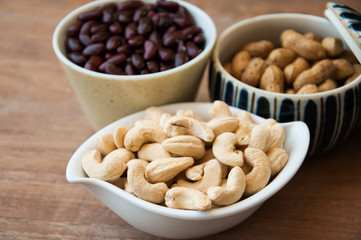 Pile of uncooked multigrain, nut