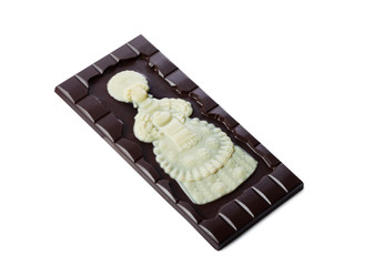 Tasty gift bar of dark and white chocolate